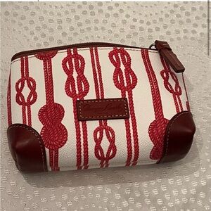 Dooney & Bourke brown suede & chestnut leather shoulder bag w/ wallet & key fob